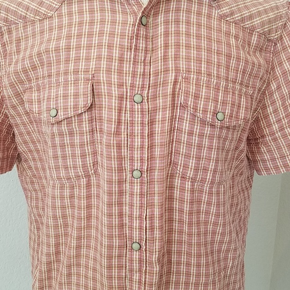 Lucky Brand Mens Plaid Short Sleeve Shirt Large - Picture 2 of 5